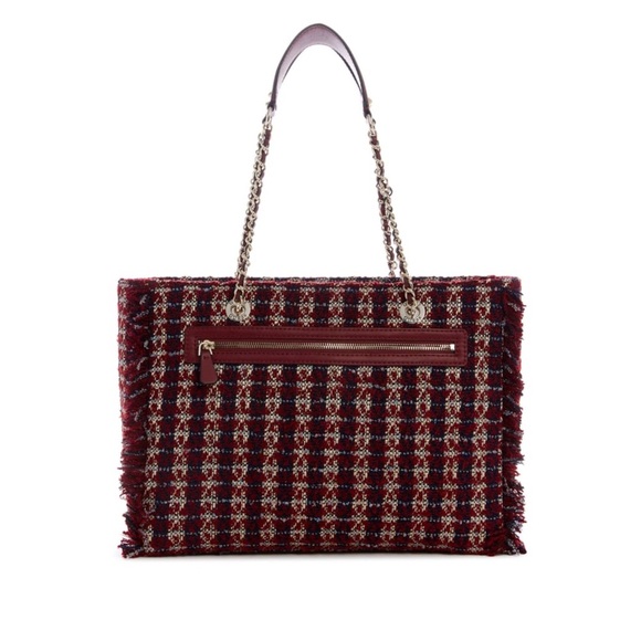 New GUESS Cessily Tweed Tote/Bag - Picture 6 of 7